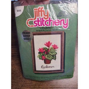 Vintage Jiffy Stitchery Cyclamen plant